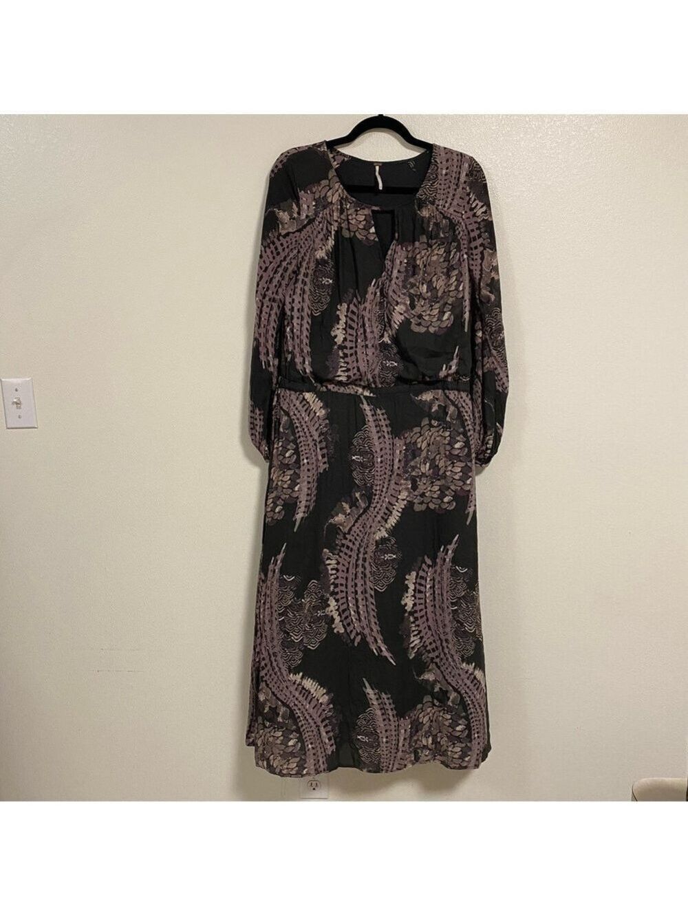 Free People Dress Women’s Size XS Out of the Woods Maxi Dress Raven Multi